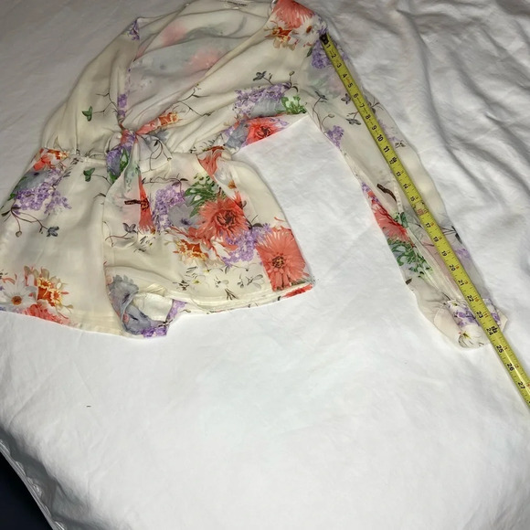 Cotton Candy LA romper cream floral print low cut  with a peek-a-boo tummy sexy - Picture 16 of 17